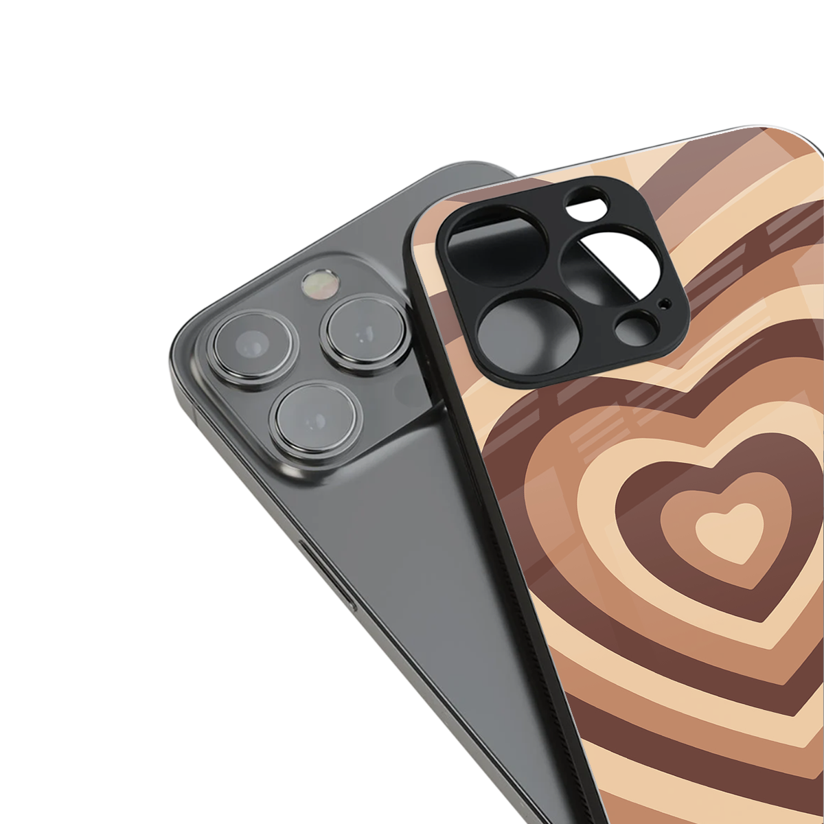 y2k brown hearts aesthetic back phone cover | glass case for iphone 16 pro max