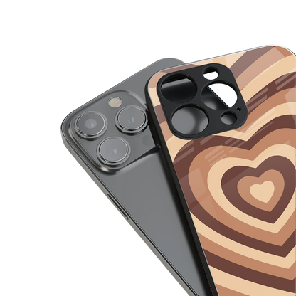 y2k brown hearts aesthetic back phone cover | glass case for iphone 16 pro max