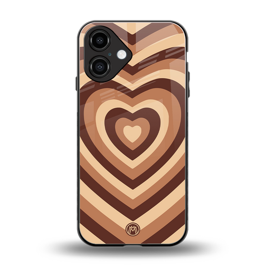 y2k brown hearts aesthetic back phone cover | glass case for iphone 16