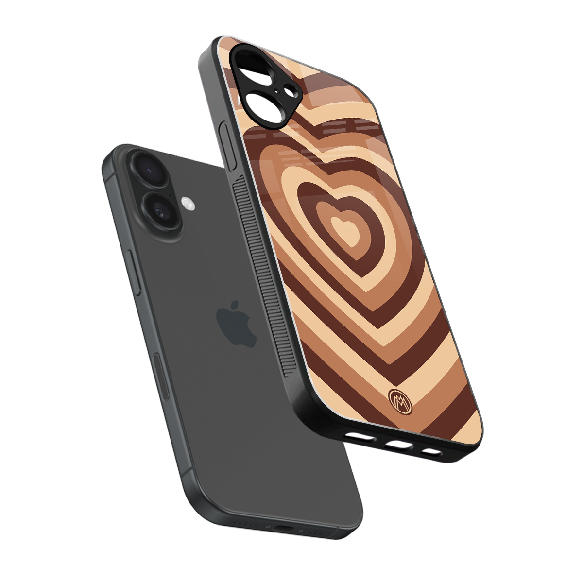 y2k brown hearts aesthetic back phone cover | glass case for iphone 16