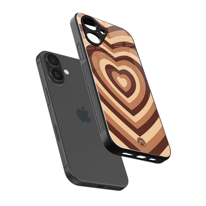y2k brown hearts aesthetic back phone cover | glass case for iphone 16