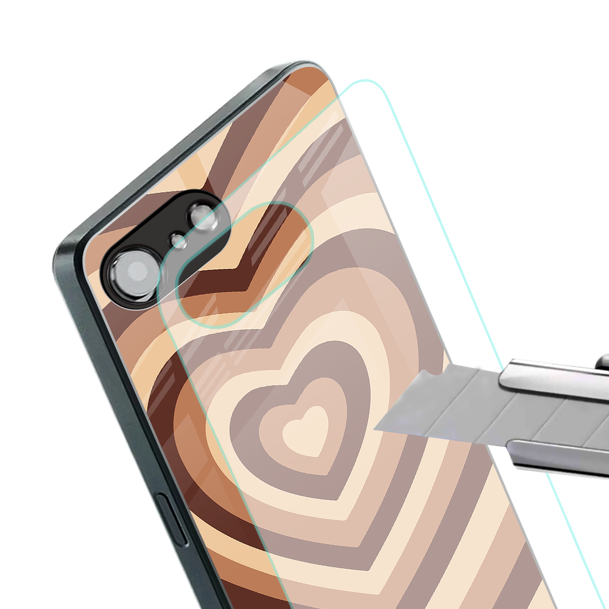 y2k brown hearts aesthetic back phone cover | glass case for iphone 16e