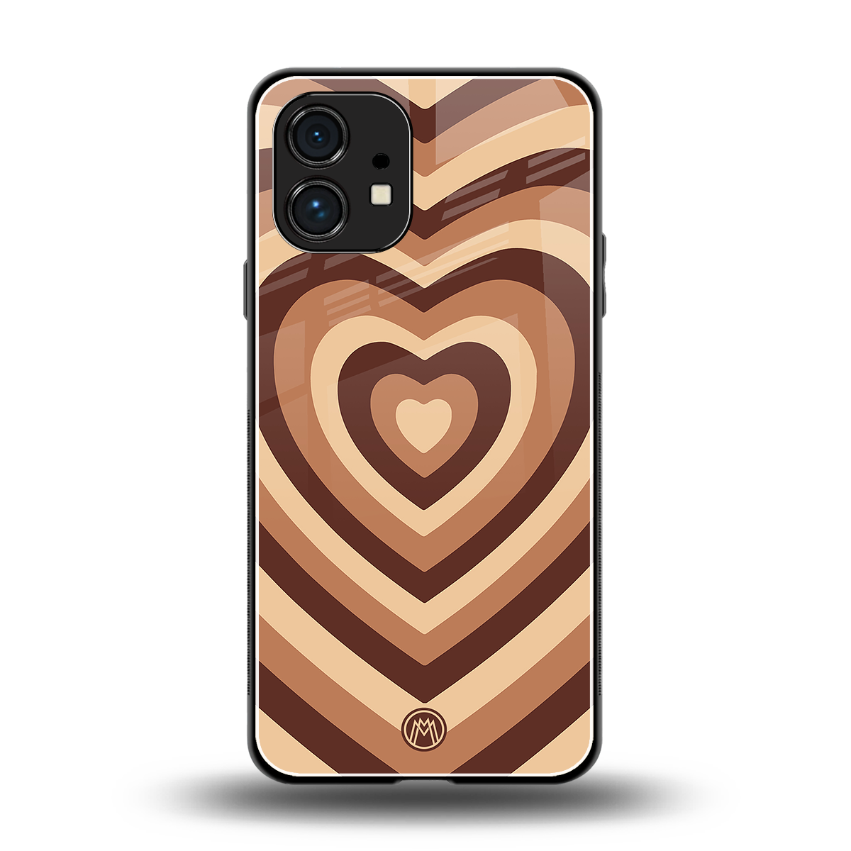 y2k brown hearts aesthetic back phone cover | glass case for nothing phone 1