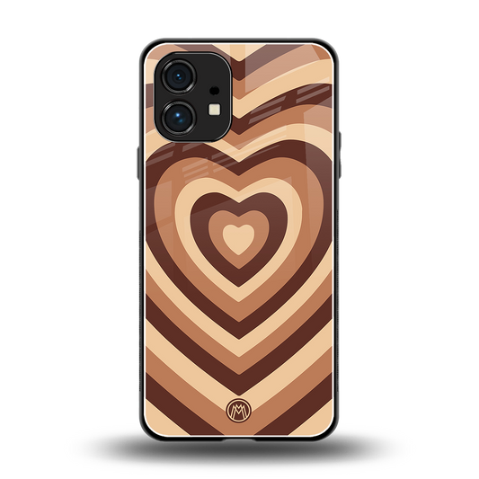 y2k brown hearts aesthetic back phone cover | glass case for nothing phone 1