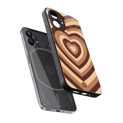 y2k brown hearts aesthetic back phone cover | glass case for nothing phone 1