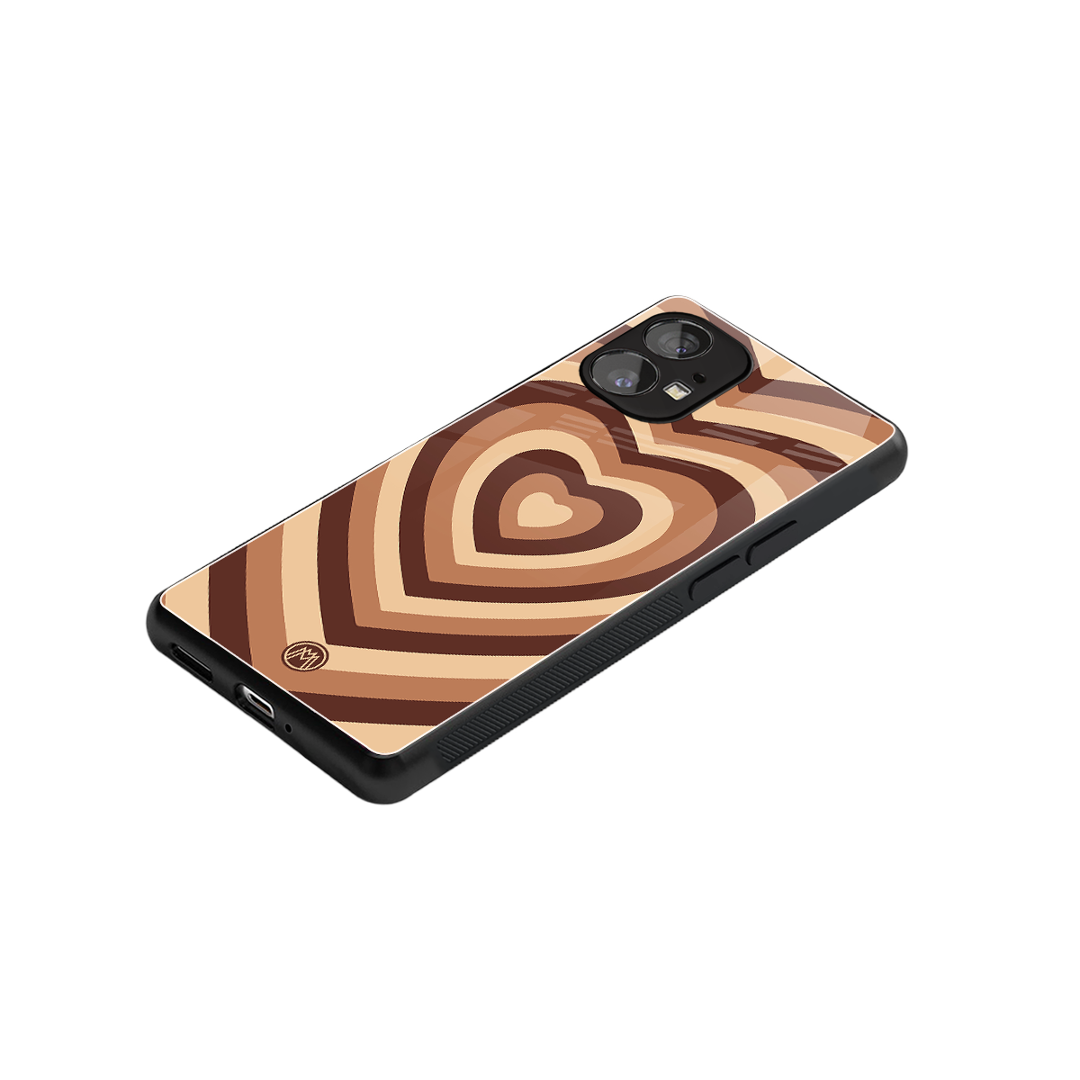 y2k brown hearts aesthetic back phone cover | glass case for nothing phone 1