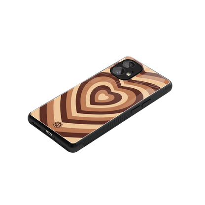 y2k brown hearts aesthetic back phone cover | glass case for nothing phone 1