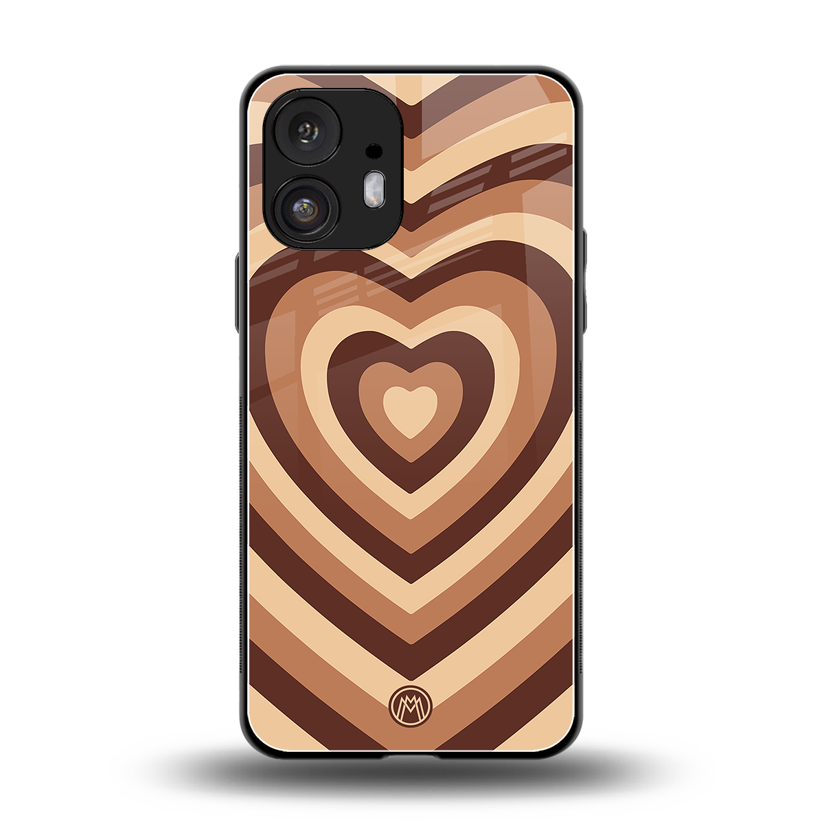 y2k brown hearts aesthetic back phone cover | glass case for nothing phone 2
