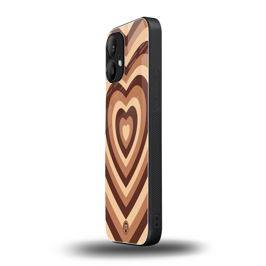 y2k brown hearts aesthetic back phone cover | glass case for nothing phone 2