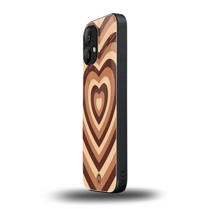 y2k brown hearts aesthetic back phone cover | glass case for nothing phone 2