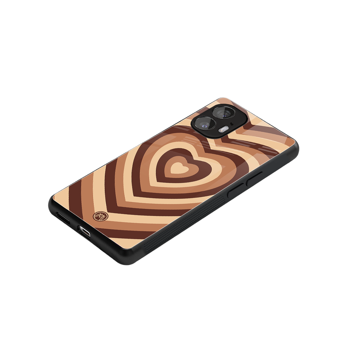 y2k brown hearts aesthetic back phone cover | glass case for nothing phone 2