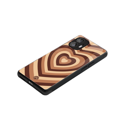 y2k brown hearts aesthetic back phone cover | glass case for nothing phone 2