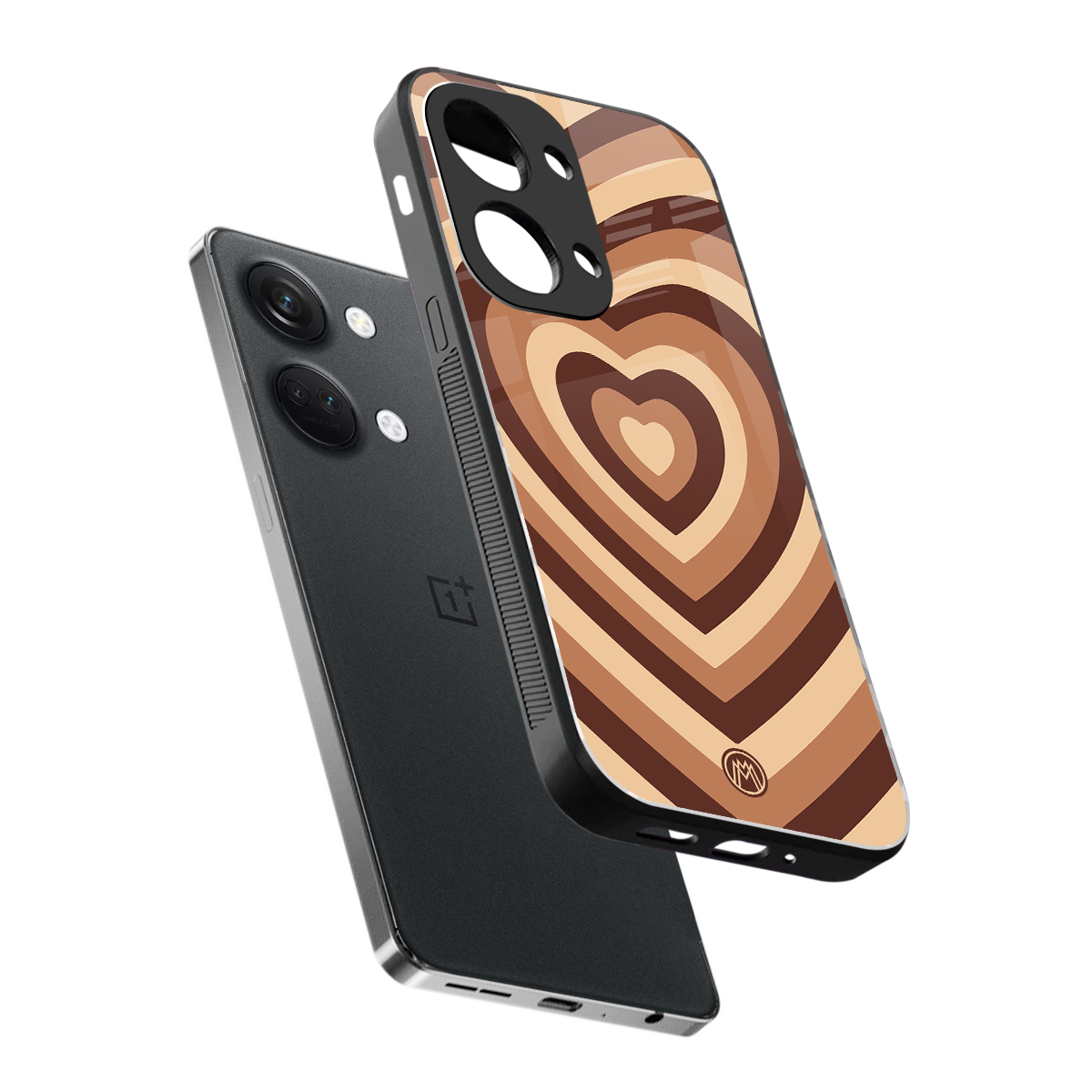 y2k brown hearts aesthetic back phone cover | glass case for oneplus nord 3