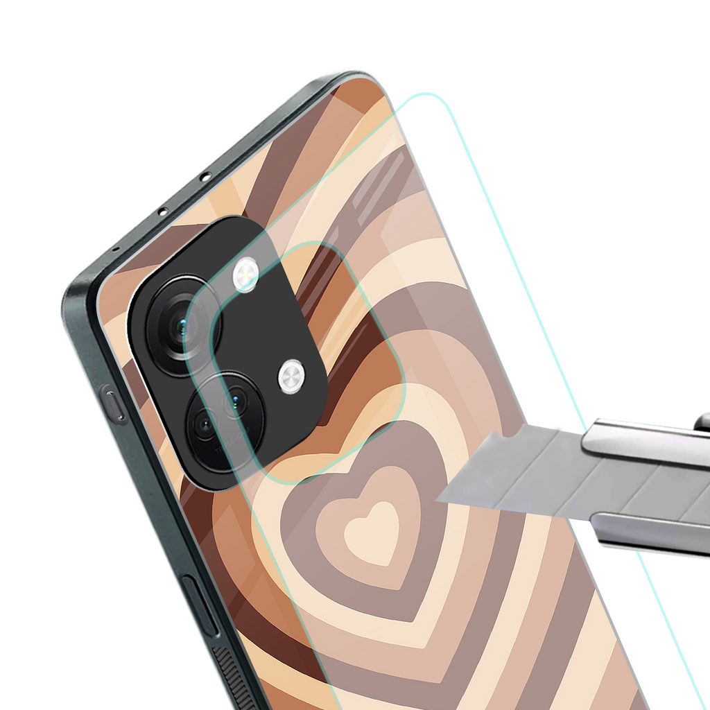 y2k brown hearts aesthetic back phone cover | glass case for oneplus nord 3