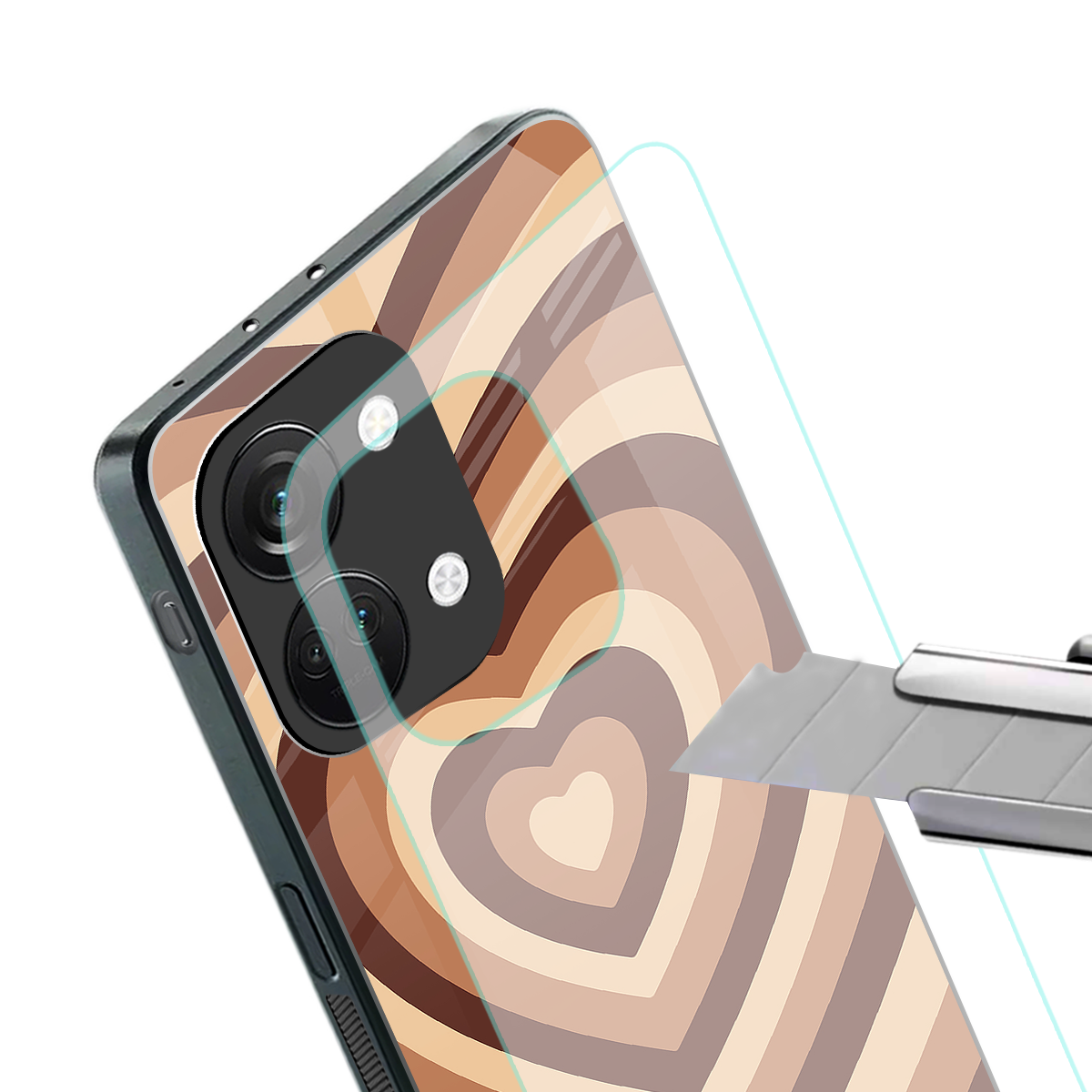 y2k brown hearts aesthetic back phone cover | glass case for oneplus nord 3