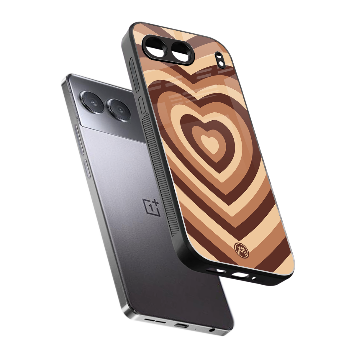 y2k brown hearts aesthetic back phone cover | glass case for oneplus nord 4