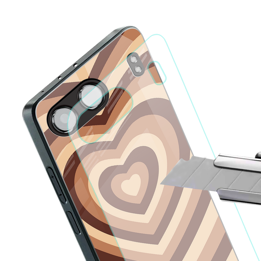 y2k brown hearts aesthetic back phone cover | glass case for oneplus nord 4