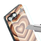 y2k brown hearts aesthetic back phone cover | glass case for oneplus nord 4