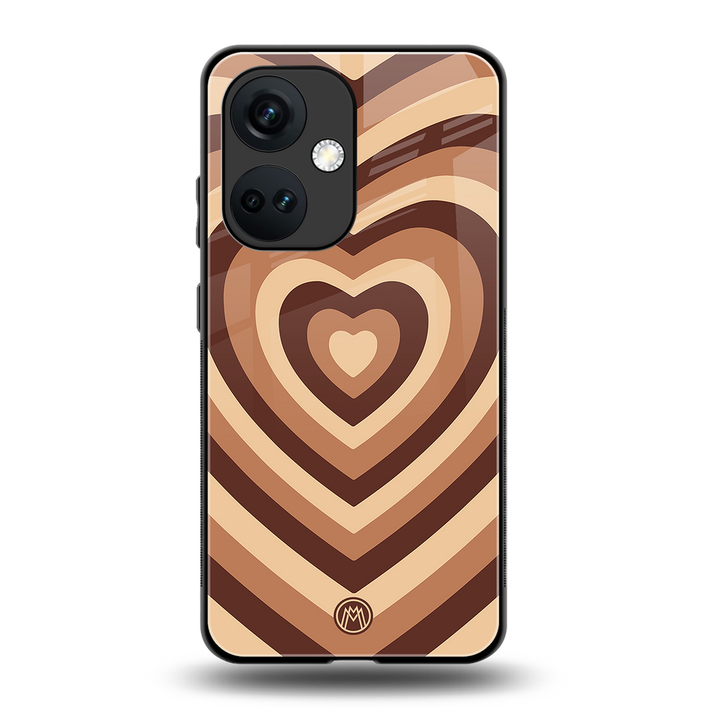y2k brown hearts aesthetic back phone cover | glass case for oneplus nord ce 3