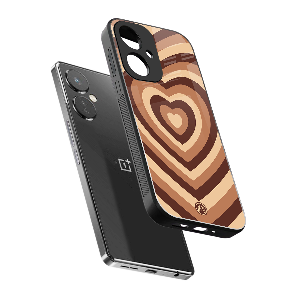 y2k brown hearts aesthetic back phone cover | glass case for oneplus nord ce 3