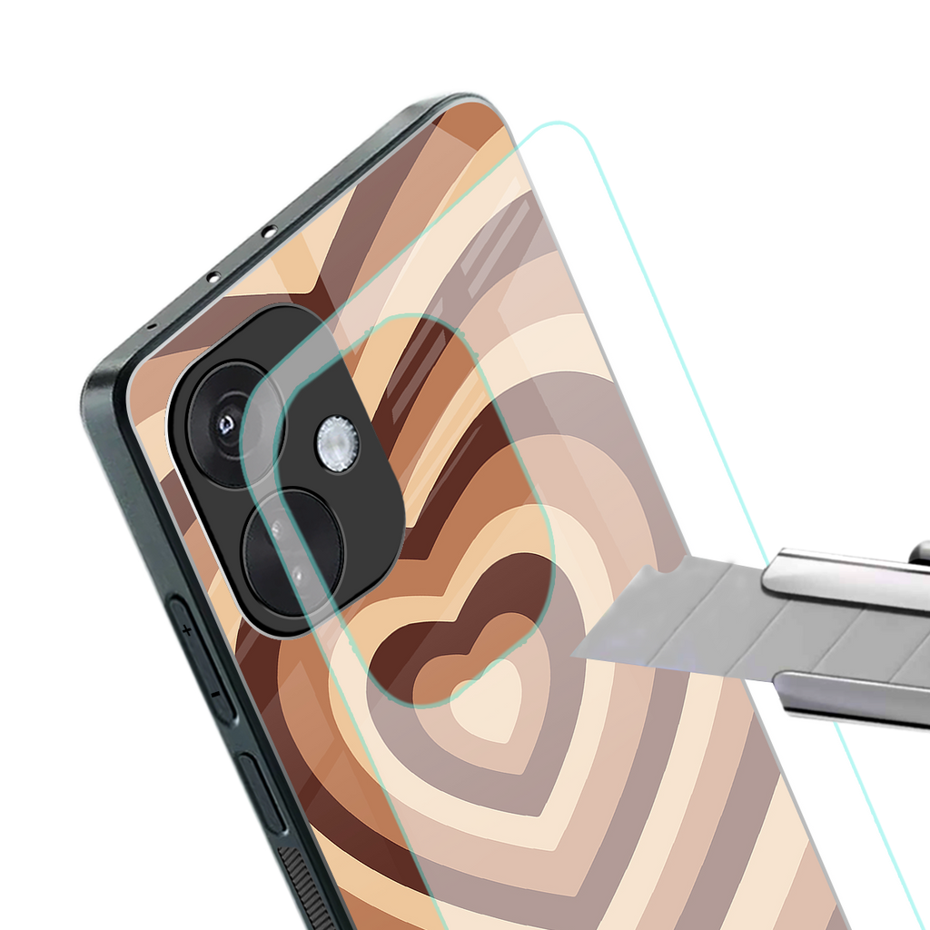 y2k brown hearts aesthetic back phone cover | glass case for oneplus nord ce 3
