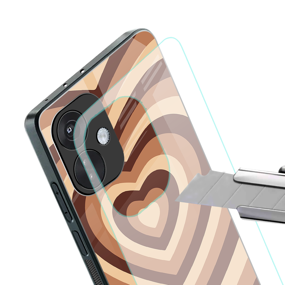 y2k brown hearts aesthetic back phone cover | glass case for oneplus nord ce 3