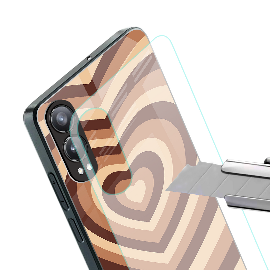 y2k brown hearts aesthetic back phone cover | glass case for oneplus nord ce 4 lite