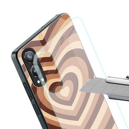 y2k brown hearts aesthetic back phone cover | glass case for oneplus nord ce 4 lite