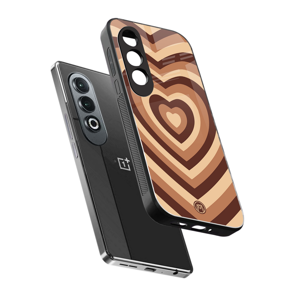 y2k brown hearts aesthetic back phone cover | glass case for oneplus nord ce 4