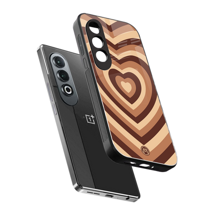 y2k brown hearts aesthetic back phone cover | glass case for oneplus nord ce 4