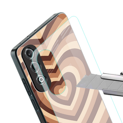 y2k brown hearts aesthetic back phone cover | glass case for oneplus nord ce 4