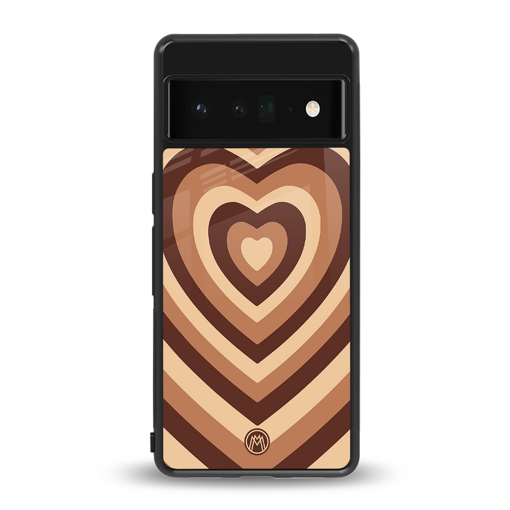 y2k brown hearts aesthetic back phone cover | glass case for google pixel 6 pro