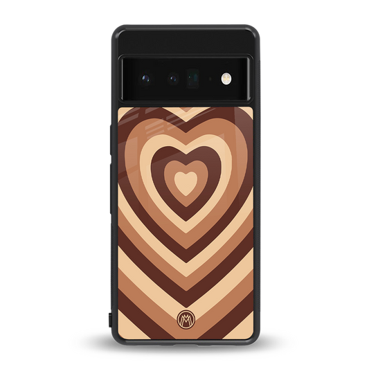 y2k brown hearts aesthetic back phone cover | glass case for google pixel 6 pro