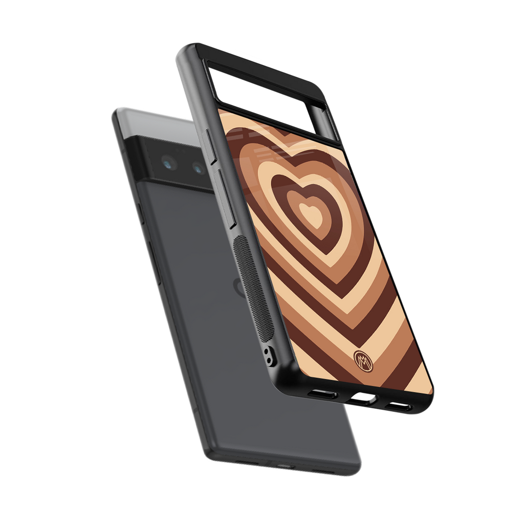 y2k brown hearts aesthetic back phone cover | glass case for google pixel 6 pro