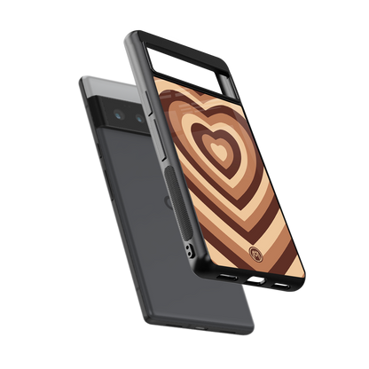 y2k brown hearts aesthetic back phone cover | glass case for google pixel 6 pro