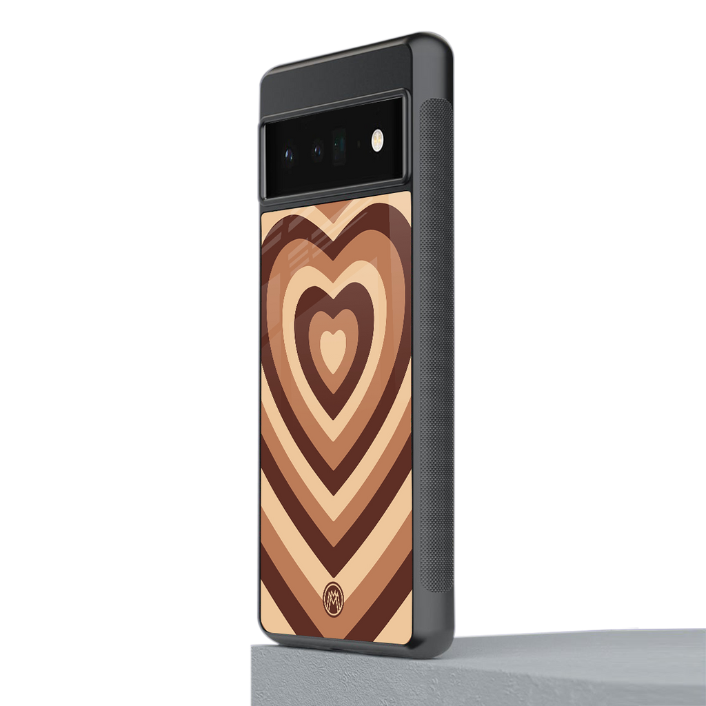 y2k brown hearts aesthetic back phone cover | glass case for google pixel 6 pro