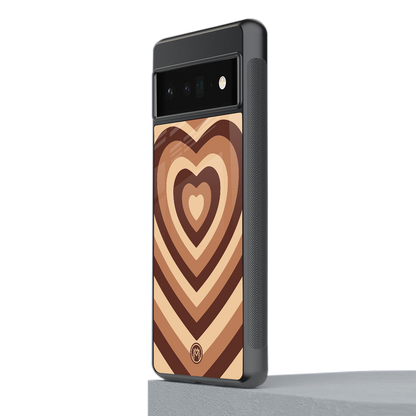 y2k brown hearts aesthetic back phone cover | glass case for google pixel 6 pro