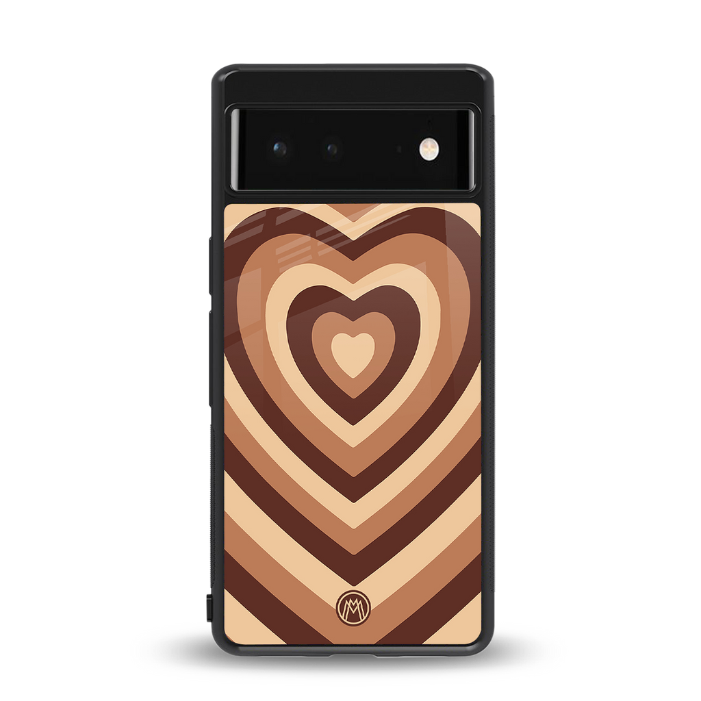 y2k brown hearts aesthetic back phone cover | glass case for Google Pixel 6A