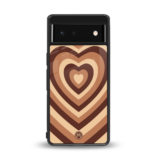 y2k brown hearts aesthetic back phone cover | glass case for Google Pixel 6A