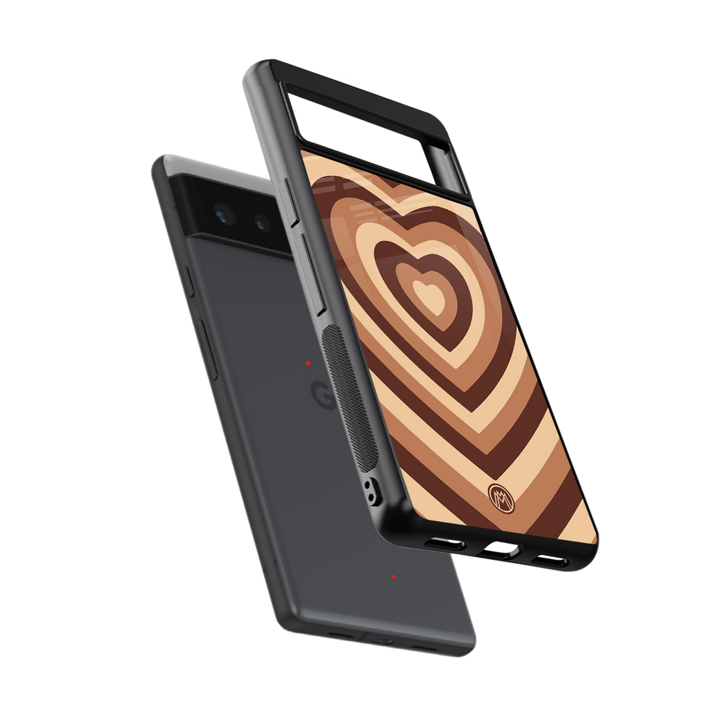 y2k brown hearts aesthetic back phone cover | glass case for google pixel 6