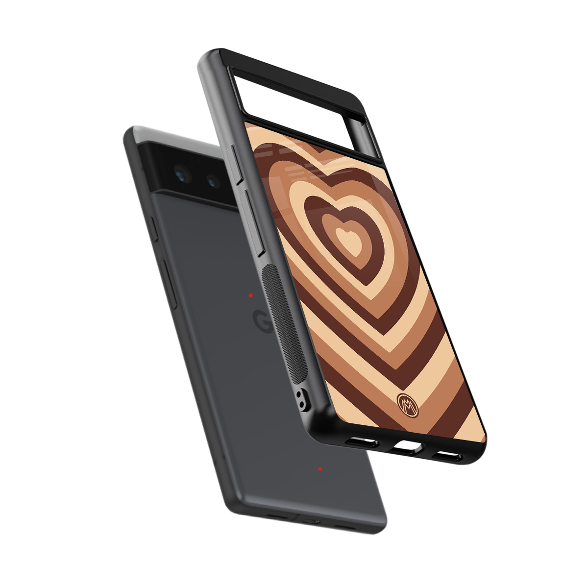 y2k brown hearts aesthetic back phone cover | glass case for google pixel 6
