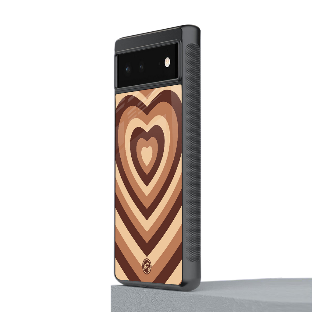 y2k brown hearts aesthetic back phone cover | glass case for google pixel 6
