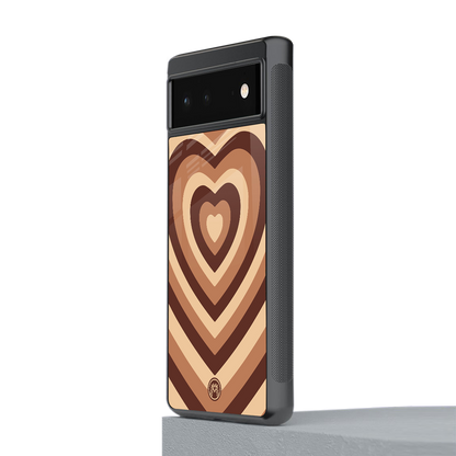 y2k brown hearts aesthetic back phone cover | glass case for Google Pixel 6A