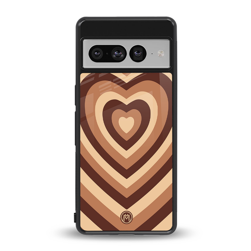 y2k brown hearts aesthetic back phone cover | glass case for google pixel 7 pro