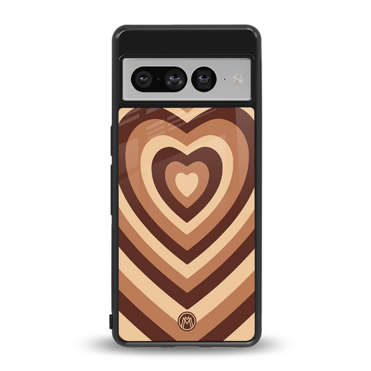 y2k brown hearts aesthetic back phone cover | glass case for google pixel 7 pro