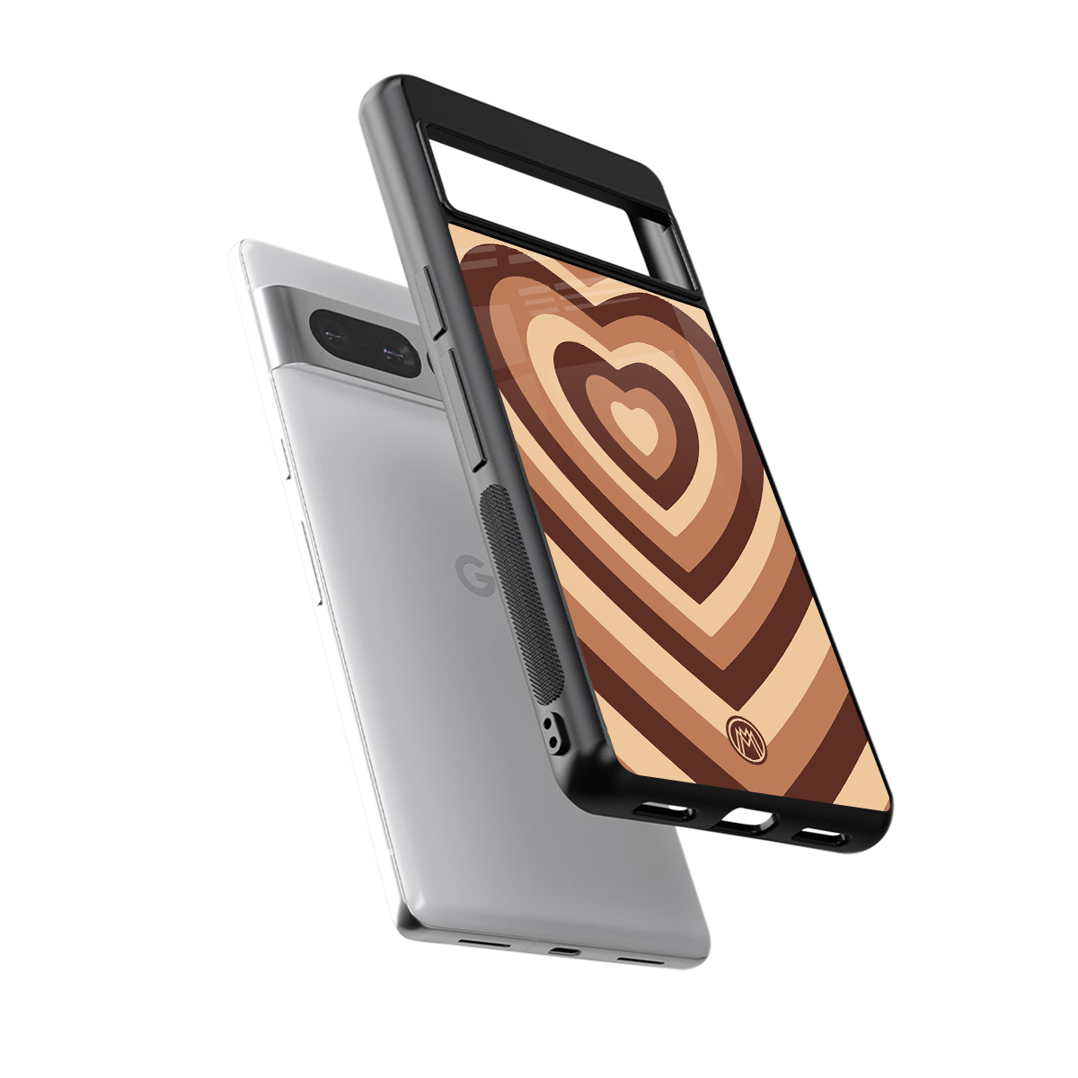 y2k brown hearts aesthetic back phone cover | glass case for google pixel 7 pro