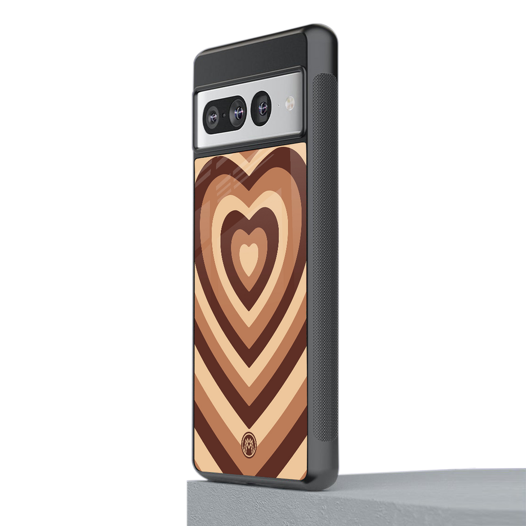 y2k brown hearts aesthetic back phone cover | glass case for google pixel 7 pro