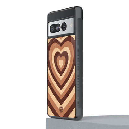 y2k brown hearts aesthetic back phone cover | glass case for google pixel 7 pro