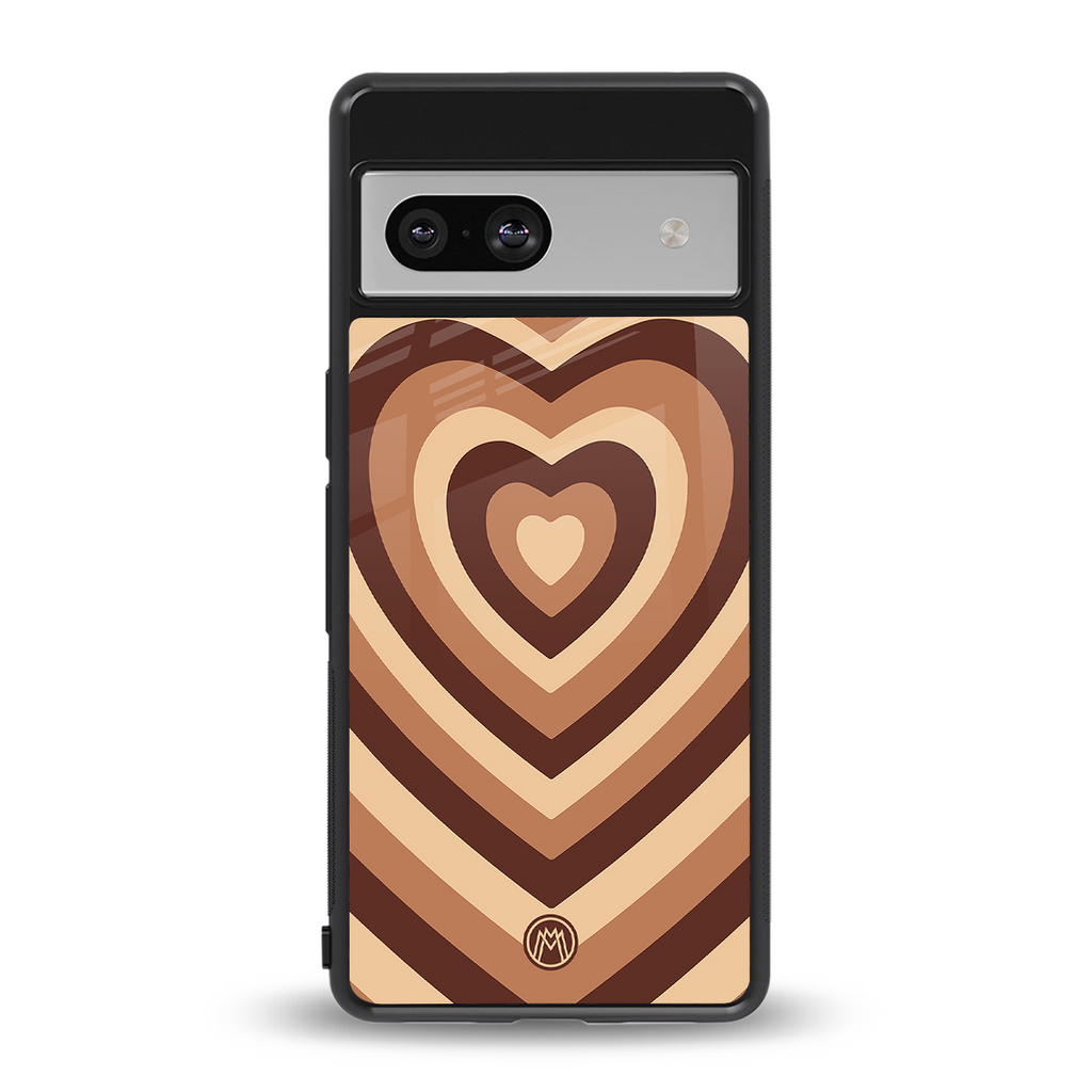 y2k brown hearts aesthetic back phone cover | glass case for Google Pixel 7