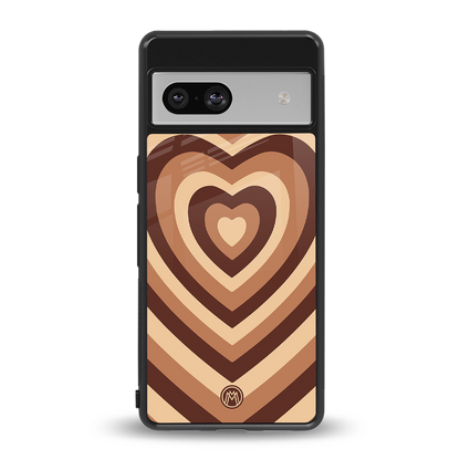 y2k brown hearts aesthetic back phone cover | glass case for Google Pixel 7